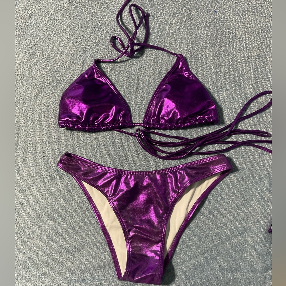 Purple metallic bikini / rave set